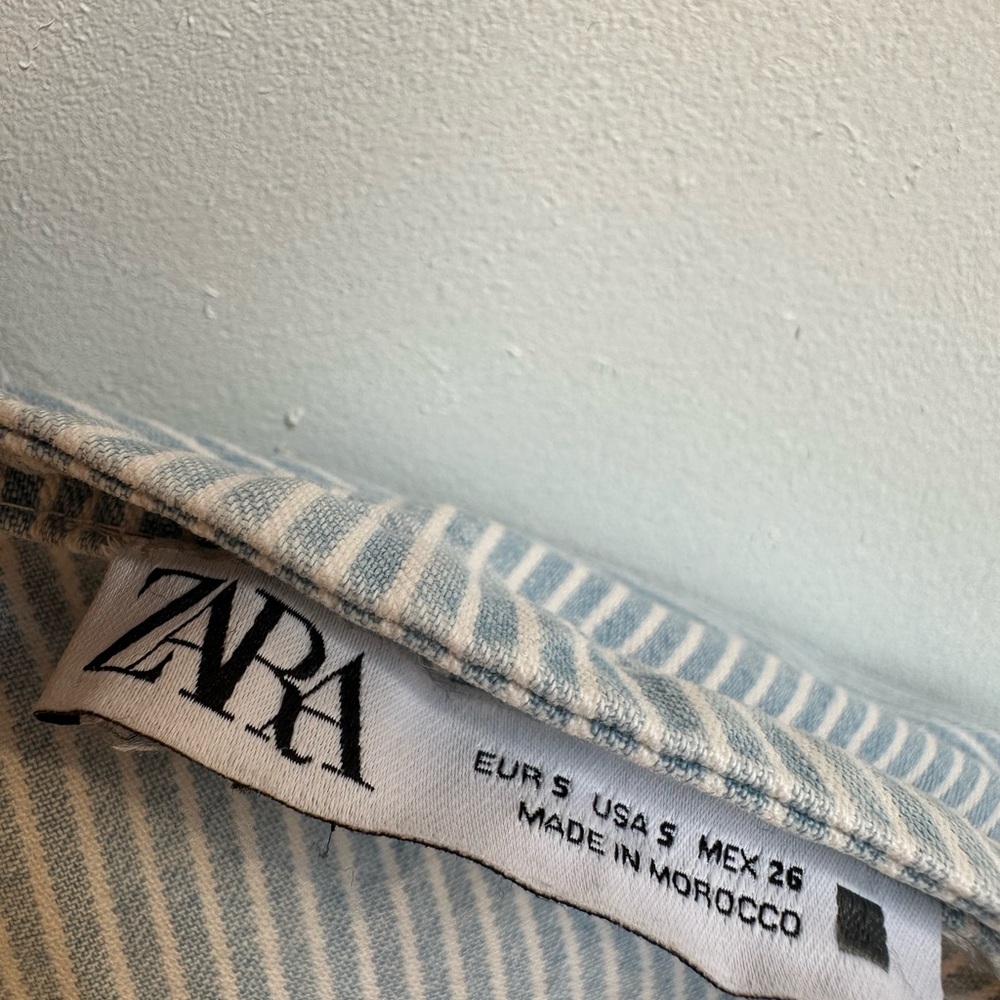 Zara Blue Striped A-Line Skirt with Buttons Small - Picture 5 of 5